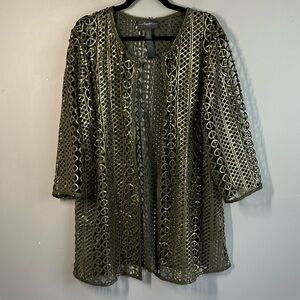 Chico’s Travelers Lace Jacket Tuscan Olive /Gold Size 3(XL)